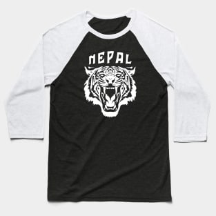 Roaring Tiger Face | Nepal Baseball T-Shirt